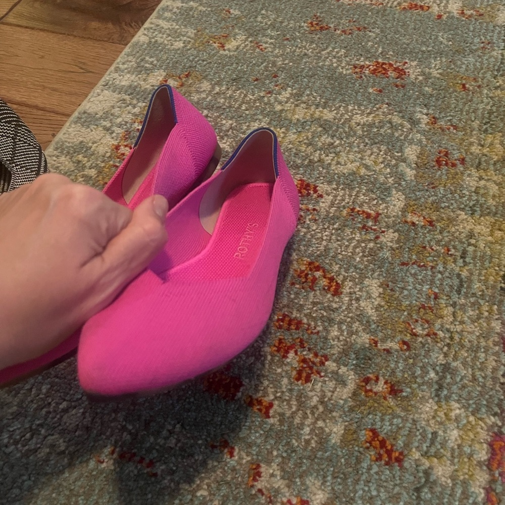 Rothy's Bright Pink Knit Pointed Toe Flats - Picture 5 of 15
